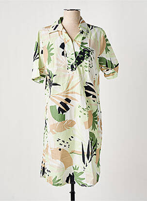 Robe mi-longue manches courtes manches courtes vert FRANK WALDER femme