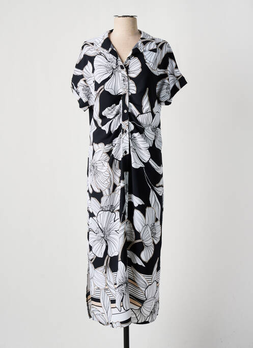 Robe longue imprimé fleurs manches courtes noir JOSEPH RIBKOFF femme