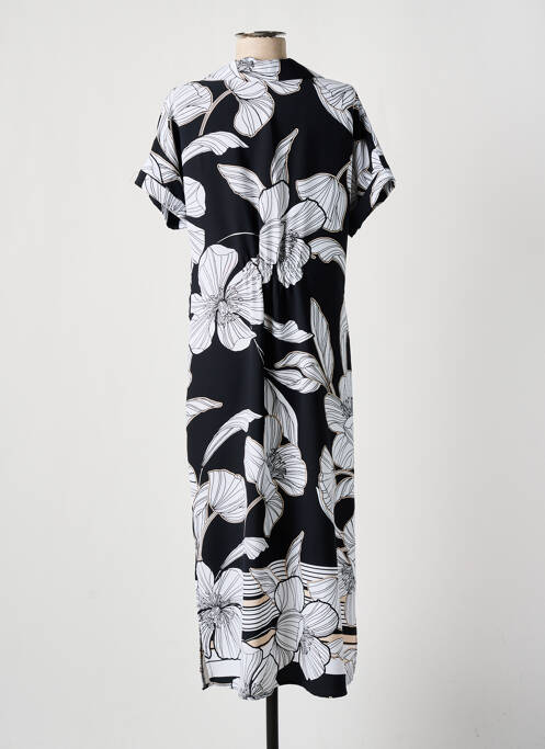 Robe longue imprimé fleurs manches courtes noir JOSEPH RIBKOFF femme