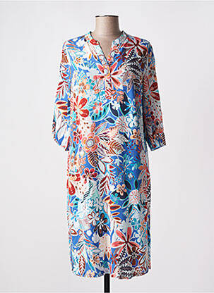 Robe mi-longue imprimé fleurs manches 3/4 bleu THOMAS RABE femme