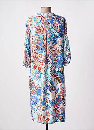Robe mi-longue imprimé fleurs manches 3/4 bleu THOMAS RABE femme