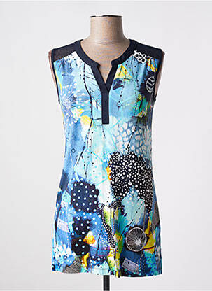 Débardeur col v sans manche bleu DOLCEZZA femme
