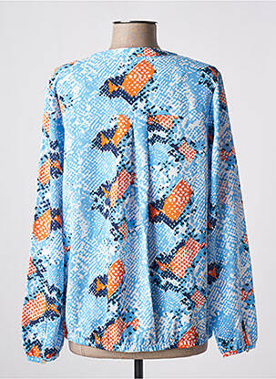 Blouse tissage popeline manches longues bleu MARBLE femme