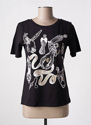T-shirt manches mi-longues manches courtes noir LEO & UGO femme