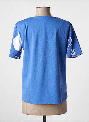 T-shirt imprimé fantaisie manches courtes bleu LEO & UGO femme