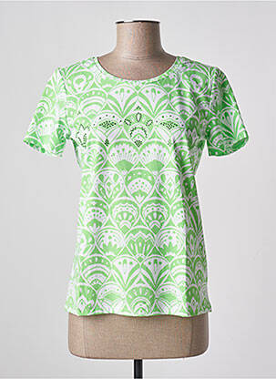 T-shirt imprimé fantaisie manches courtes vert LEO & UGO femme
