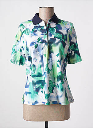 Polo stretch manches courtes bleu THOMAS RABE femme