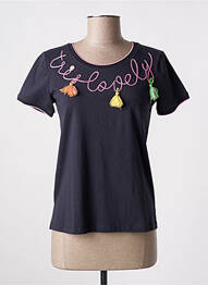 T-shirt stretch manches courtes bleu LEO & UGO femme