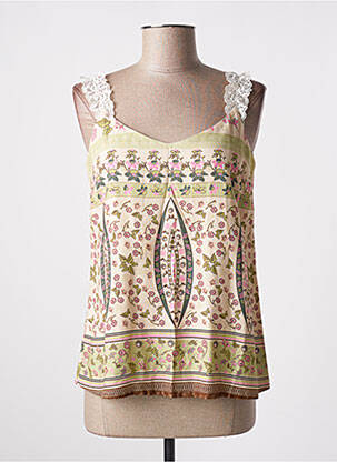 Top col v fines bretelles beige MERI & ESCA femme