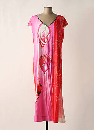 Robe longue tissage popeline manches courtes rouge ELISA CAVALETTI femme