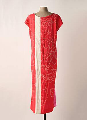 Robe longue tissage popeline manches courtes rouge ELISA CAVALETTI femme