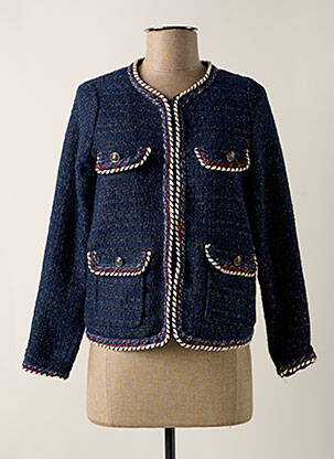 Veste chic col v bleu LEO & UGO femme