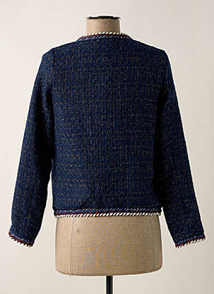 Veste chic col v bleu LEO & UGO femme