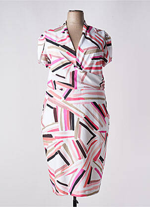 Robe mi-longue tissage crêpe manches courtes blanc JOSEPH RIBKOFF femme