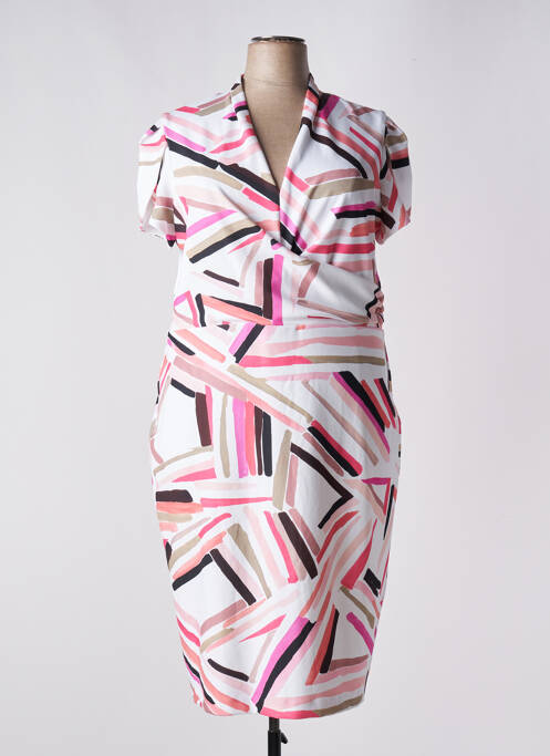 Robe mi-longue tissage crêpe manches courtes blanc JOSEPH RIBKOFF femme