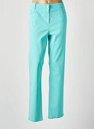 Pantalon droit fermeture zippée sous rabat boutonné bleu PAUSE CAFE femme