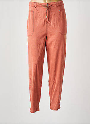 Pantalon droit fermeture zippée sous rabat boutonné orange EVA KAYAN femme