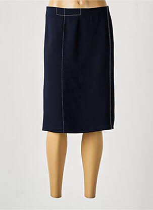 Jupe mi-longue coupe droite bleu CHRISTINE LAURE femme
