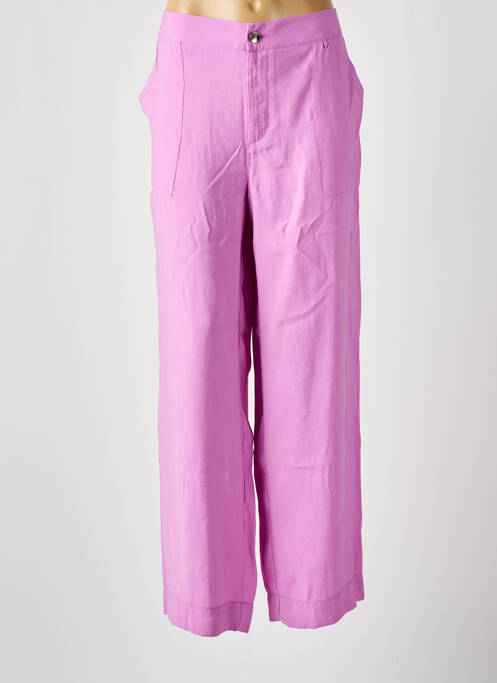 Pantalon droit fermeture zippée sous rabat boutonné violet STREET ONE femme