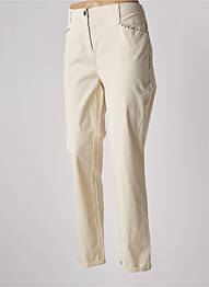 Pantalon slim tissage popeline taille normale beige FUEGO WOMAN femme