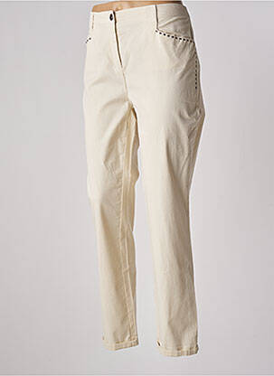 Pantalon slim tissage popeline taille normale beige FUEGO WOMAN femme
