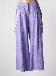 Pantalon large fermeture zippée sous rabat boutonné taille haute violet ELISA CAVALETTI femme