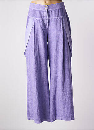 Pantalon large fermeture zippée sous rabat boutonné taille haute violet ELISA CAVALETTI femme