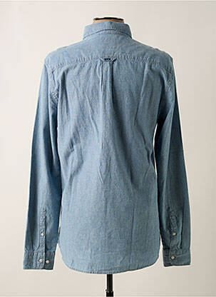 Chemise manches longues poches bleu SUPERDRY homme