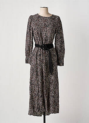 Robe longue manches longues manches longues noir GRACE & MILA femme