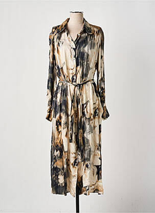 Robe longue manches longues manches longues beige PLEASE femme