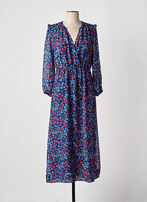 Robe longue manches longues manches longues bleu GRACE & MILA femme