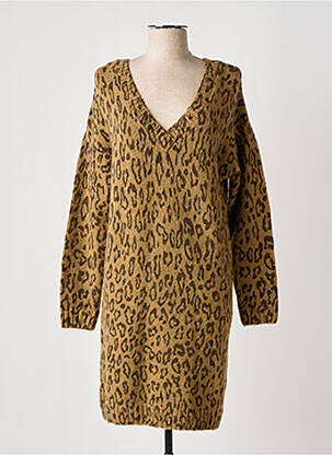Robe pull col v manches longues beige GRACE & MILA femme