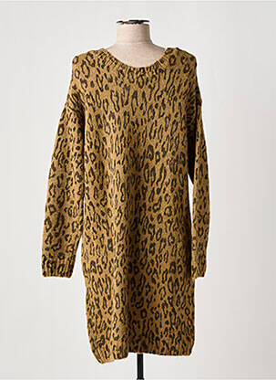 Robe pull col v manches longues beige GRACE & MILA femme