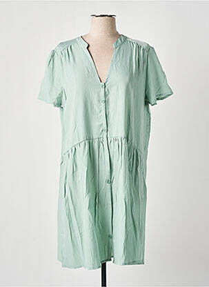 Robe mi-longue manches courtes manches courtes vert GRACE & MILA femme