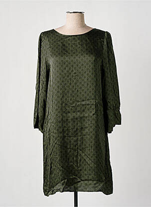 Robe mi-longue coupe fluide manches 3/4 vert GRACE & MILA femme