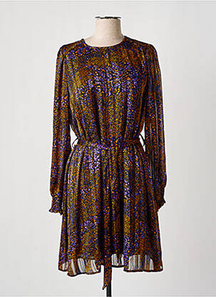 Robe courte coupe fluide manches longues violet GRACE & MILA femme