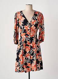 Robe courte manches 3/4 manches 3/4 noir GRACE & MILA femme
