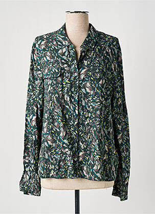Chemisier tissage crêpe manches longues vert DIPLODOCUS femme
