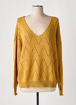 Pull col v manches longues jaune DIPLODOCUS femme