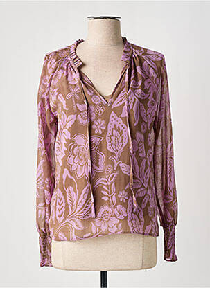 Blouse légère et transparente manches longues marron ESPRIT femme