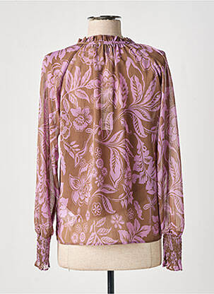 Blouse légère et transparente manches longues marron ESPRIT femme