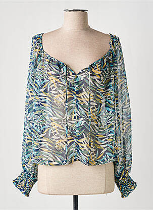 Blouse légère et transparente manches longues vert GRACE & MILA femme