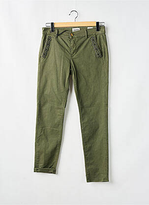 Pantalon chino fermeture zippée sous rabat boutonné taille normale vert HAPPY femme