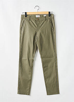 Pantalon chino fermeture zippée sous rabat boutonné taille normale vert HAPPY femme