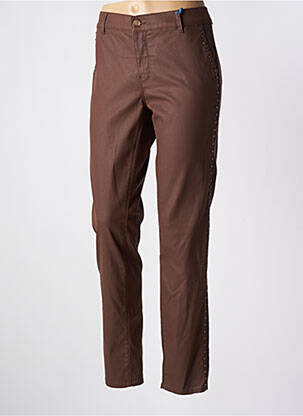 Pantalon slim tissage enduit taille normale marron HAPPY femme