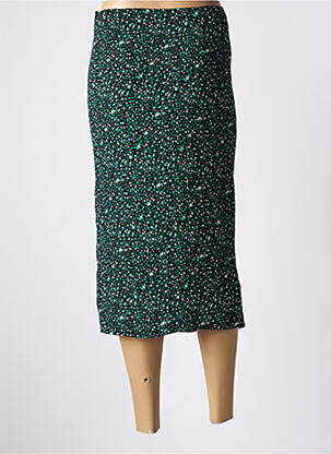 Jupe mi-longue fermeture zip latéral vert GRACE & MILA femme