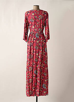 Robe longue imprimé fleurs manches 3/4 rose LA FIANCEE DU MEKONG femme