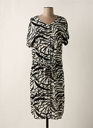Robe mi-longue tissage crêpe manches courtes noir BRANDTEX femme