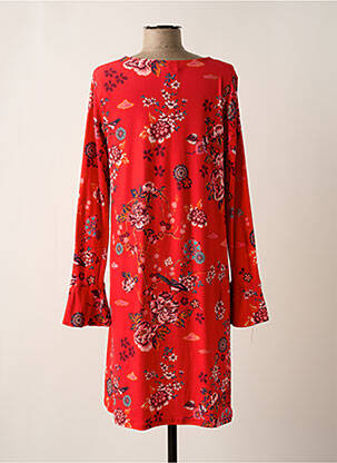 Robe mi-longue imprimé fleurs manches longues rouge LA FIANCEE DU MEKONG femme