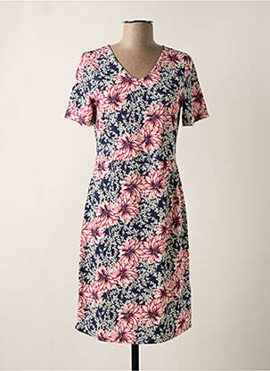 Robe mi-longue imprimé fleurs manches courtes bleu BRANDTEX femme